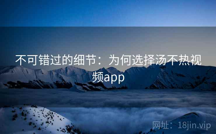 不可错过的细节:为何选择汤不热视频app